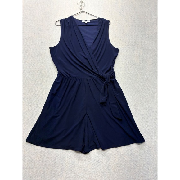 Annalee + Hope Pants - Annalee + Hope Sleeveless Romper Quiet Luxury Wrap Tie Waist XL Navy Blue